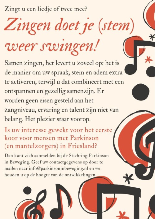 Parkinsonkoor Friesland flyer