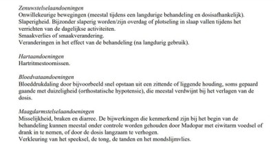 Bijwerking Madopar