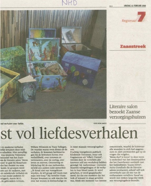 Verslag in Noord Hollands Dagblad - Literaire Salon 14 februari 2019